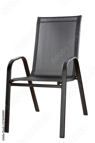 Black garden chair isolated on white background