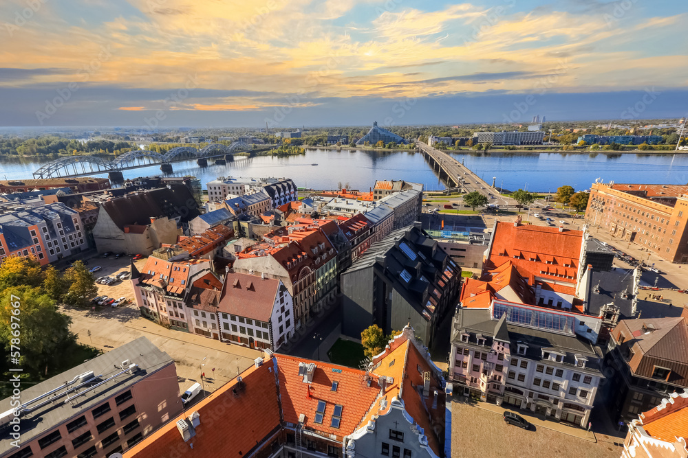 Aerial view of the city Riga, Latvia