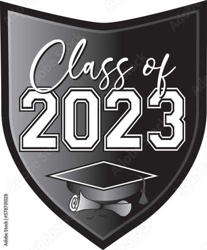 Black and White Class of 2023 Crest Shield Logo