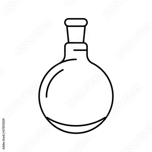 round bottomed flask chemical glassware lab line icon vector illustration