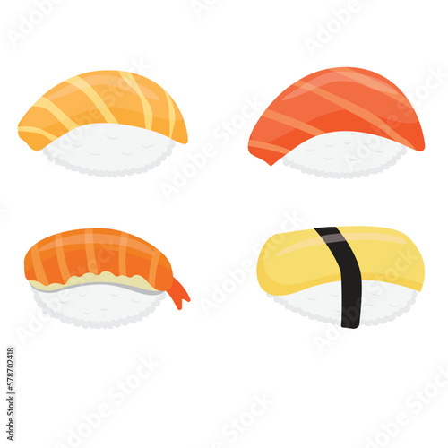 Japanese food. Sushi fish rolls. Japanese sushi. Vector illustration