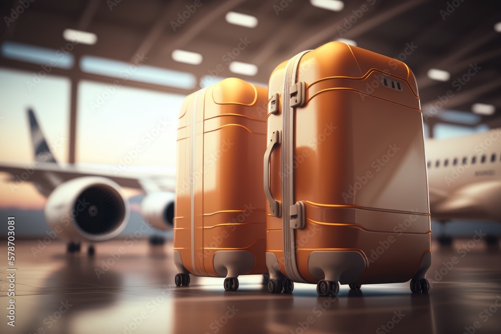 Suitcase on airport concept, made with generated ai Suitcase on airport concept, made with generated ai