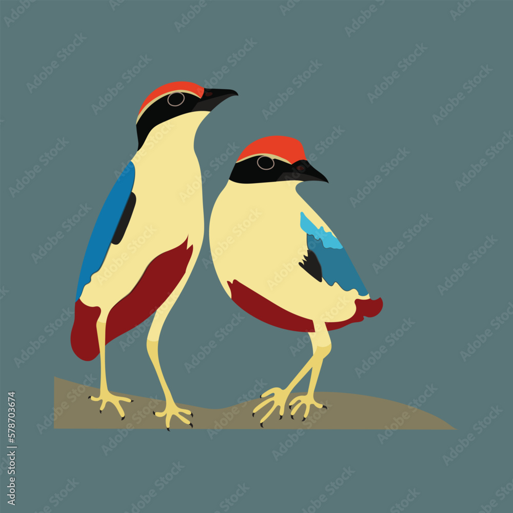 Obraz premium Brightly colored bird-Vector Art Work