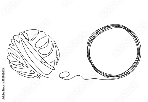 Chaos and order abstract minimalist concept vector illustration. Metaphor of disorganized difficult problem, mess with black single continuous tangle thread in need of unraveling isolated on white