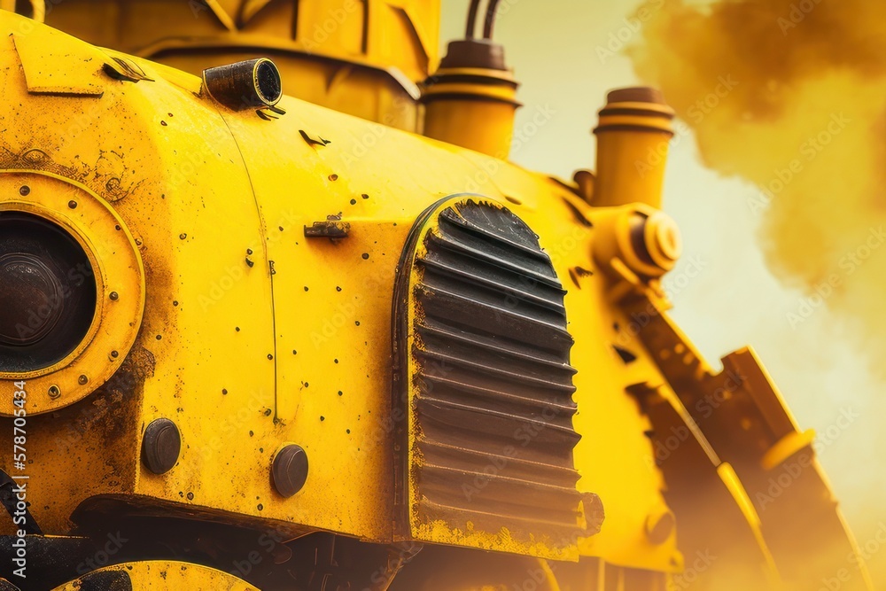 yellow bulldozer excavator, generative ai
