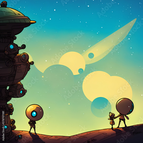 Illustration Alien Martian explores unknown worlds - Genrative AI
