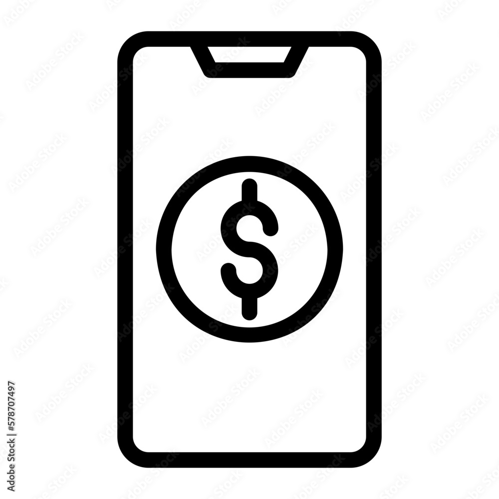 mobile payment line icon mobile payment line icon