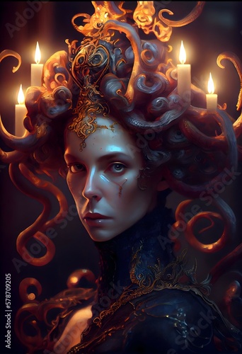Leinwand Poster Octopus Queen of avarice flamboyant medium shot elegant