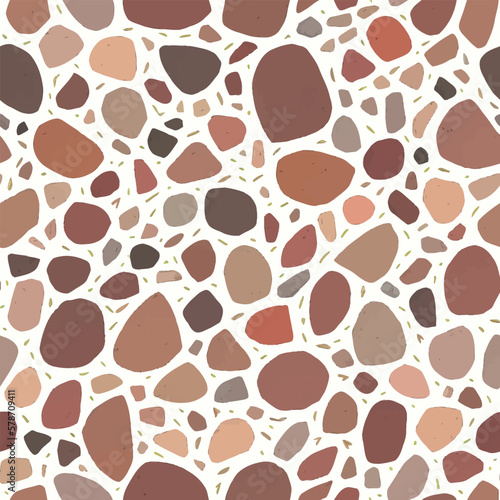 Minimalist Pebble Stones or Cobblestones Seamless Texture Pattern Hand Drawn Painting Illustration with Pastel Color Palette
