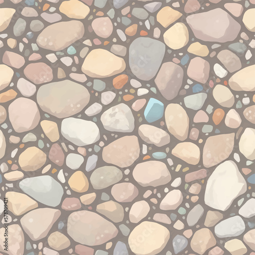 Minimalist Pebble Stones or Cobblestones Seamless Texture Pattern Hand Drawn Painting Illustration with Pastel Color Palette