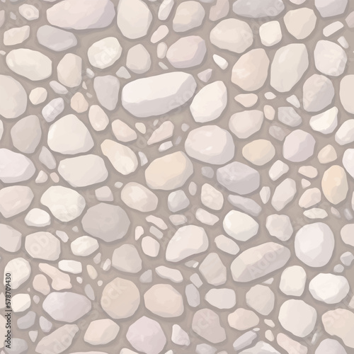 Minimalist Pebble Stones or Cobblestones Seamless Texture Pattern Hand Drawn Painting Illustration with Pastel Color Palette