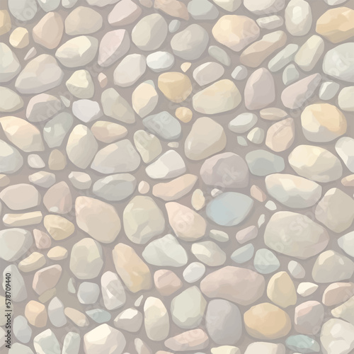 Minimalist Pebble Stones or Cobblestones Seamless Texture Pattern Hand Drawn Painting Illustration with Pastel Color Palette