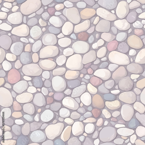 Minimalist Pebble Stones or Cobblestones Seamless Texture Pattern Hand Drawn Painting Illustration with Pastel Color Palette