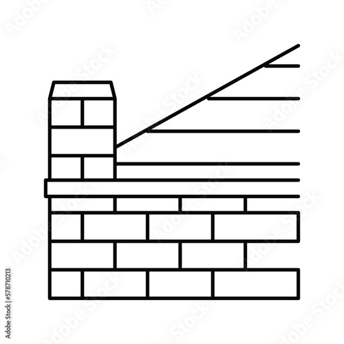 parapet building house line icon vector illustration