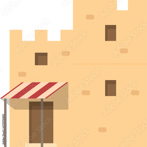 Arab stone house icon cartoon vector. Camp ethnic. Ancient arabian
