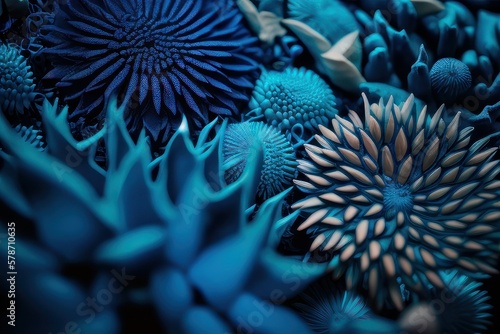 Blue flower abstract background , generative ai