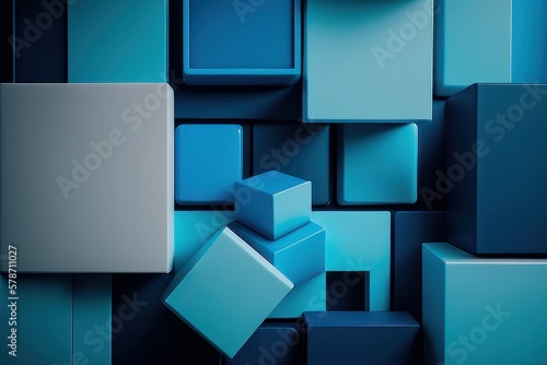 Blue symetric abstract background with lines    generative ai
