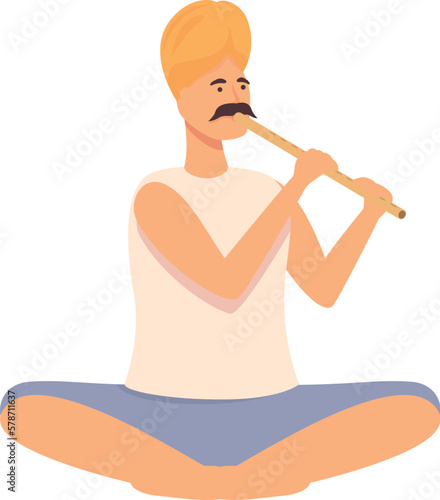 Person flute icon cartoon vector. Snake charmer. Turban art
