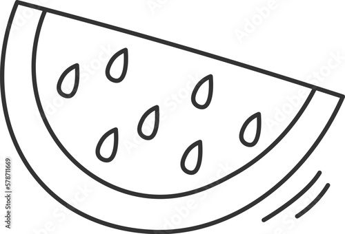 Continuous watermelon slice fruit line art Holiday food design element