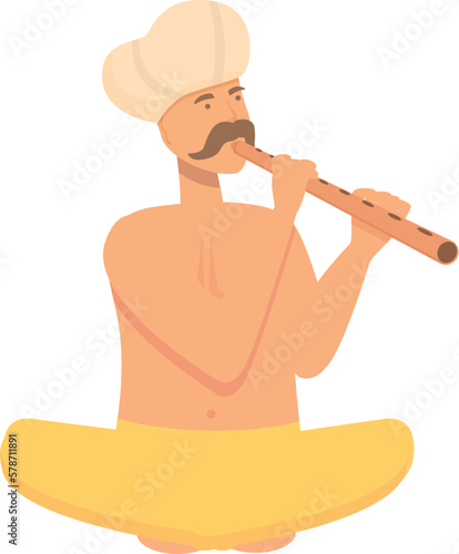 Hindu charmer icon cartoon vector. Indian snake. Turban animal