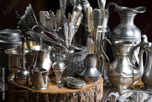 Silverware on an old background.