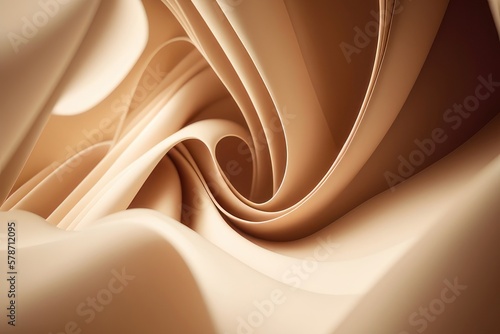 Beige abstract background with waves, generative ai