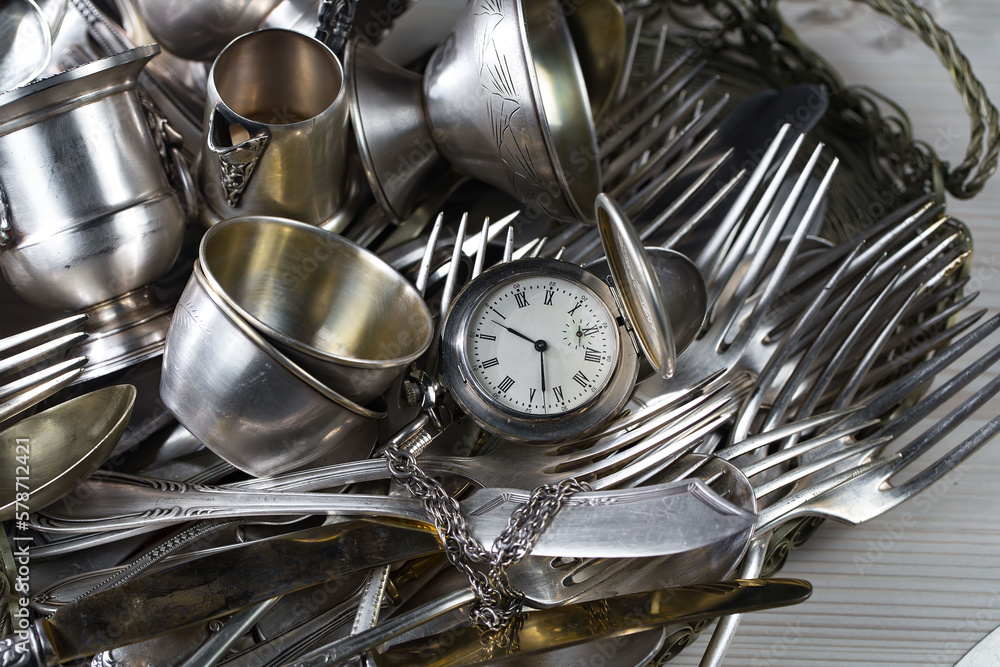 Silverware on an old background. Silverware on an old background.