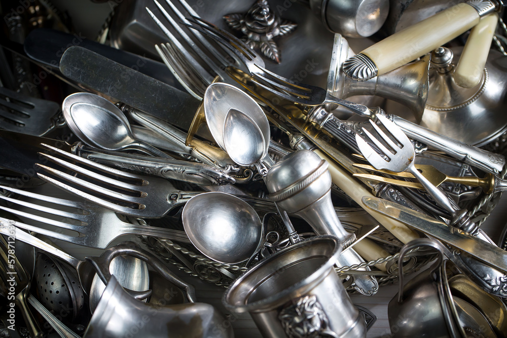 Silverware on an old background. Silverware on an old background.