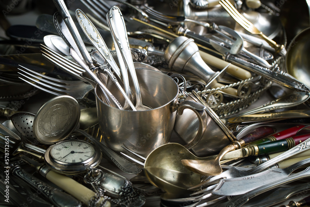 Silverware on an old background. Silverware on an old background.