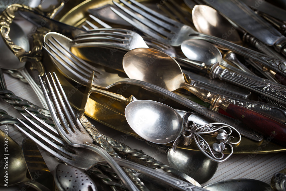 Silverware on an old background. Silverware on an old background.