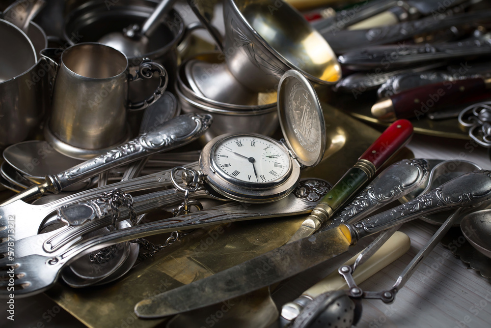 Silverware on an old background. Silverware on an old background.
