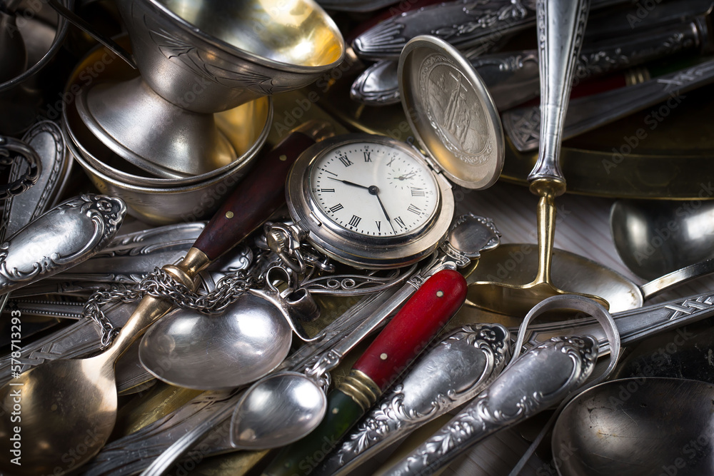 Silverware on an old background. Silverware on an old background.