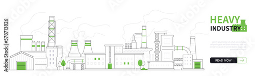 Heavy industry - modern thin line design style vector banner
