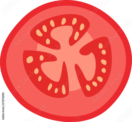 Slice of tomato flat illustration Vegetable ingredient for pizza