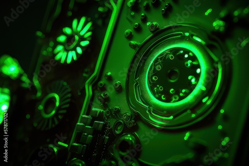 neon green background with elements, generative ai