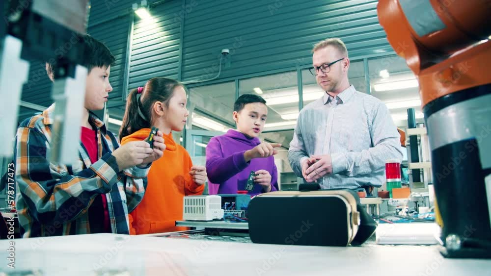 Technology robotics school class. Innovative education concept. Technology robotics school class. Innovative education concept.