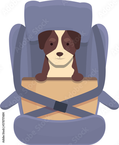 Dog travel car icon cartoon vector. Road seat. Cute animal