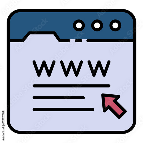 Logon to Web App, www click vector icon design, Cloud computing and Internet hosting services Symbol on White background, Web Site Address Stock illustration, Website Browser with Cursor Concept