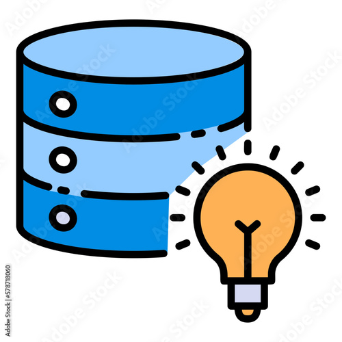 DB with Bulb Sign, Database with Light Lamp Concept Vector Icon Design, Cloud computing and Internet hosting services Symbol, 