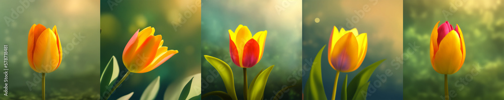 beautiful flowers in the garden closeup. Generative AI	
