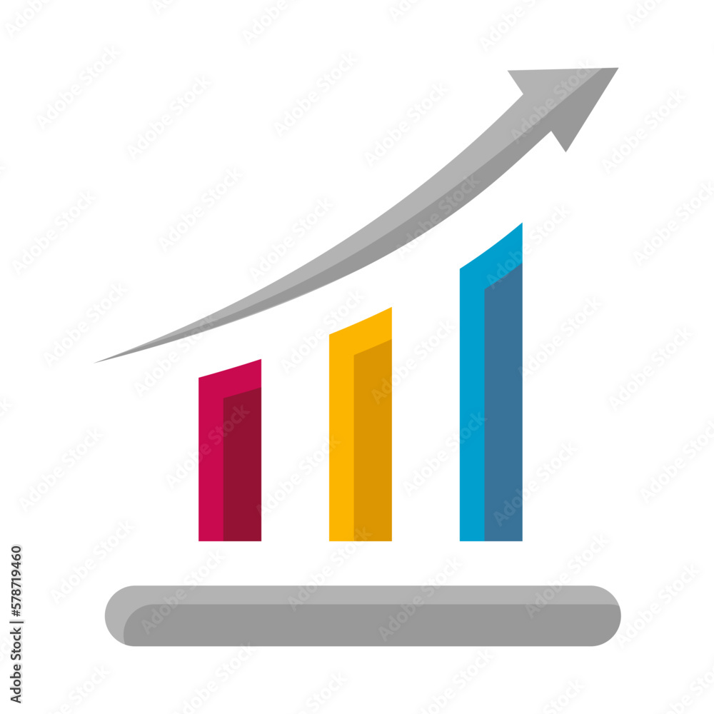 Business icon logo with grow up graph and increasing revenue for business and finance consulting that convey growing upward bar chart, profit and growth arrow of financial indicator Business icon logo with grow up graph and increasing revenue for business and finance consulting that convey growing upward bar chart, profit and growth arrow of financial indicator