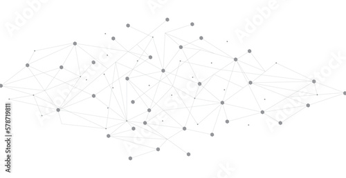 Grey network. Abstract connection on white background. Network technology background with dots and lines for desktop. Ai system background. Abstract data concept. Line background, network technology