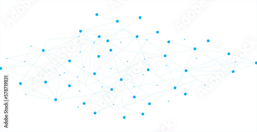 Blue network. Abstract connection on white background. Network technology background with dots and lines for desktop. Ai system background. Abstract data concept. Line background, network technology