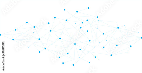 Blue network. Abstract connection on white background. Network technology background with dots and lines for desktop. Ai system background. Abstract data concept. Line background, network technology