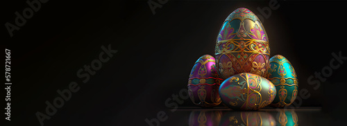 Easter Concept with Designer Eggs. photo