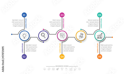 Business Infographics Timeline Template With Various Steps, Icons. Workflow Concept.