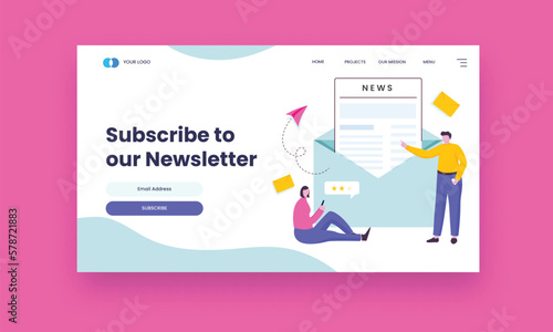 Subscribe To Our Newsletter Hero Banner or Landing Page Design For Advertising.