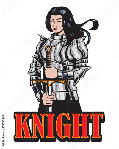women knight vector illustration