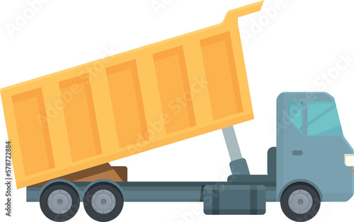 Truck tipper icon cartoon vector. Dump construction. Dumper car