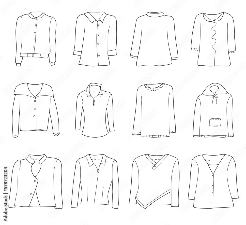 Hand drawn doodle set with clothes.
Hand drawn doodle set with clothes.